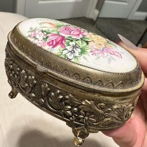 Vintage made in Japan floral jewelry trinket box